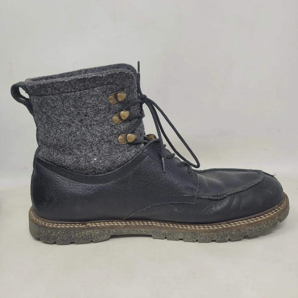Birkenstock Timmons Boots EU44 US11 Black Leather Wool Felt Lace Up Moc Toe